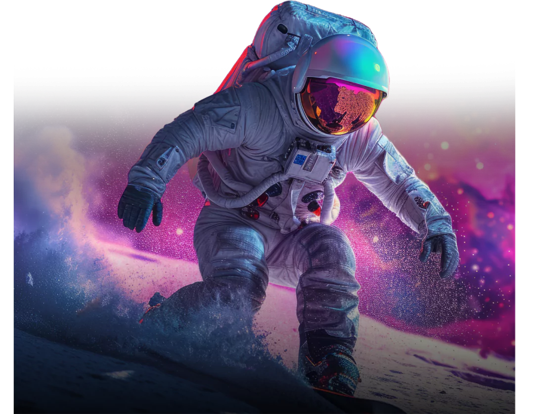 Man floating in space, depicting creativity and innovation